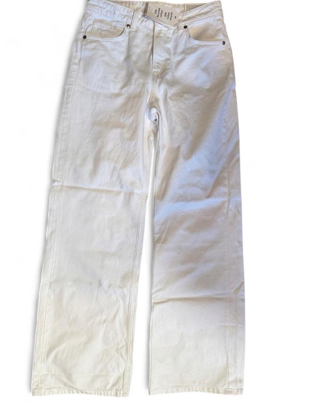 Womens White Wide-Leg Jeans